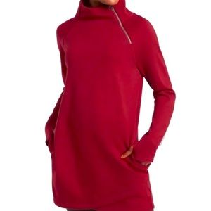 ATHLETA Cozy Kharma Asymmetrical Dress in Decadent Red